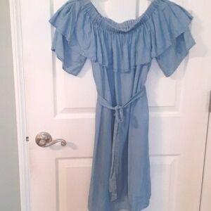 Rachel Roy Women's sz M Lyocell off- shoulder Farmhouse prairie ruffle dress